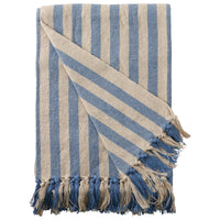 Recycled Cotton Throw/Picnic Blanket| Blue/Nature